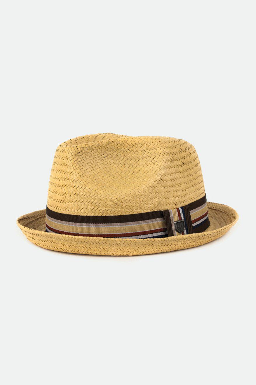 BRIXTON castor fedora tan cappello paglia - Freeride Street Shop