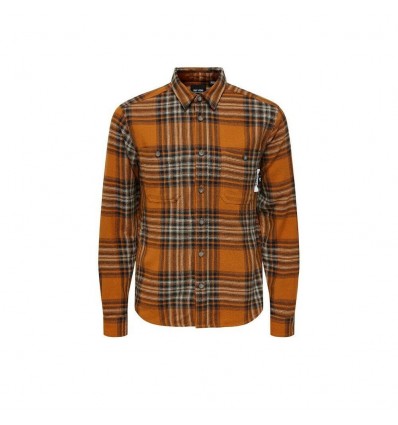 ONLY E SONS milo overshirt flannel camicia in flanella scacchi pumpkin