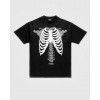 PHOBIA t-shirt nera scheletro bianco e grigio