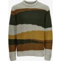 ONLY E SONS PAU straight intarsia knit maglione uomo silver lining