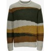 ONLY E SONS PAU straight intarsia knit maglione uomo silver lining