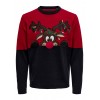 ONLY E SONS block crew maglione natale pompeian red