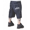 BLUESKIN DENIM BERMUDA IN JEANS UOMO BLU SCURO STILE BAGGY, HIP HOP, RAP E SKATE