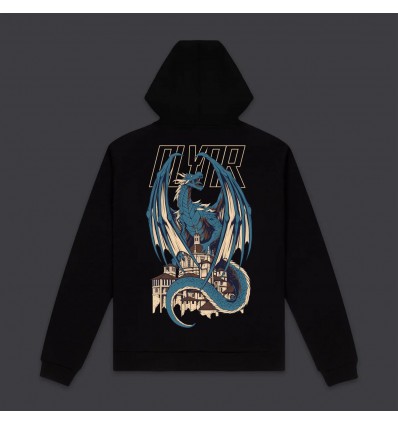 DOLLY NOIRE blue dragon hoodie black felpa con cappuccio