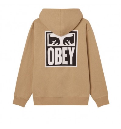 OBEY eyes icon hood fleceece warm taupe