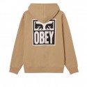 OBEY eyes icon hood fleceece warm taupe