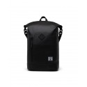 HERSCHEL ROLL TOP BACKPACK BLACK WEATHER RESISTANT