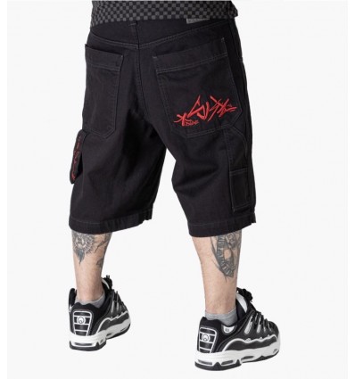 BLUESKIN BERMUDA UOMO BAGGY, HIP HOP, RAP E SKATE LOGO RED