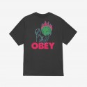 OBEY WORLD IN FLAMES CLASSIC T-SHIRT VINTAGE BLACK
