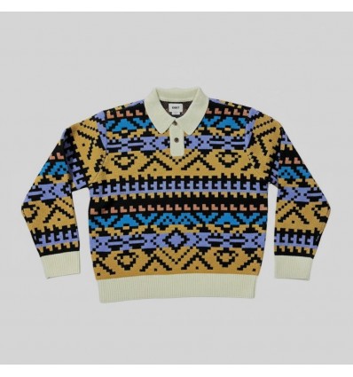 OBEY geo polo sweater anthrancite multi