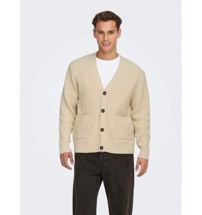 ONL E SONS ONSFRAME CARDIGAN IN MAGLIA OATMEAL