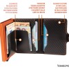 10NESPO CARBON Zip Porta Carte di Credito Protezione RFID Arancione
