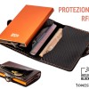 10NESPO CARBON Zip Porta Carte di Credito Protezione RFID Arancione