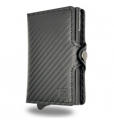 1ONESPO CARBON Zip Porta Carte di Credito Protezione RFID Nero
