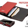 1ONESPO CARBON Zip Porta Carte di Credito Protezione RFID Rosso
