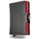 1ONESPO CARBON Zip Porta Carte di Credito Protezione RFID Rosso