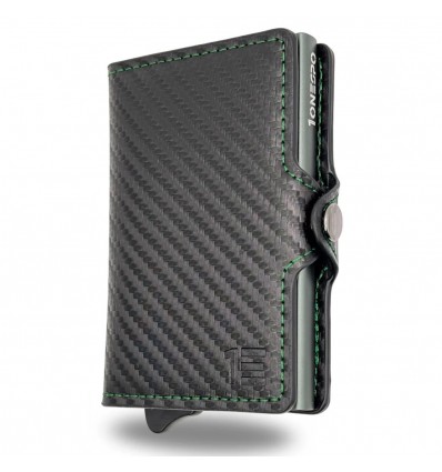 1ONESPO CARBON Zip Porta Carte di Credito Protezione RFID Verde