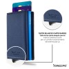 1ONESPO MAGNETIC Saffiano Portafoglio in Vera Pelle Protezione RFID Blu