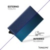1ONESPO MAGNETIC Saffiano Portafoglio in Vera Pelle Protezione RFID Blu