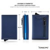 1ONESPO MAGNETIC Saffiano Portafoglio in Vera Pelle Protezione RFID Blu