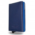 1ONESPO MAGNETIC Saffiano Portafoglio in Vera Pelle Protezione RFID Blu