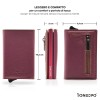 1ONESPO MAGNETIC Saffiano Portafoglio in Vera Pelle Protezione RFID Bordeaux