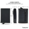 1ONESPO MAGNETIC Saffiano Portafoglio in Vera Pelle Protezione RFID Nero