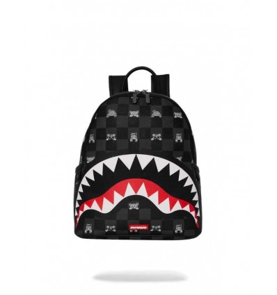 SPRAYGROUND GRAY PEEKING CHARACTER CHECK SAVAGE BACKPACK