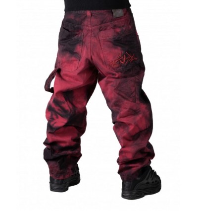 BLUESKIN JEANS RICAMO MALTINTO RED BLACK