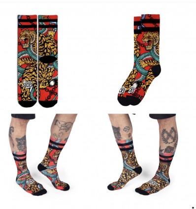 AMERICAN SOCKS Bengala - Mid High calze unisex L-X-Large